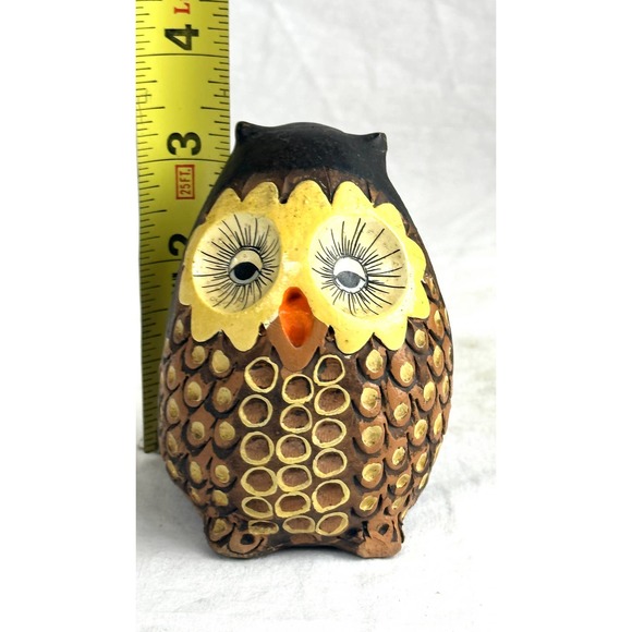 Vintage Ceramic Pottery Owl Wide Eyes Eyelashes Anthropomorphic Hand Painted - Picture 8 of 10